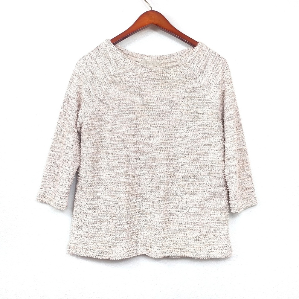 LOFT Tweed Pink 3/4 Sleeve Top